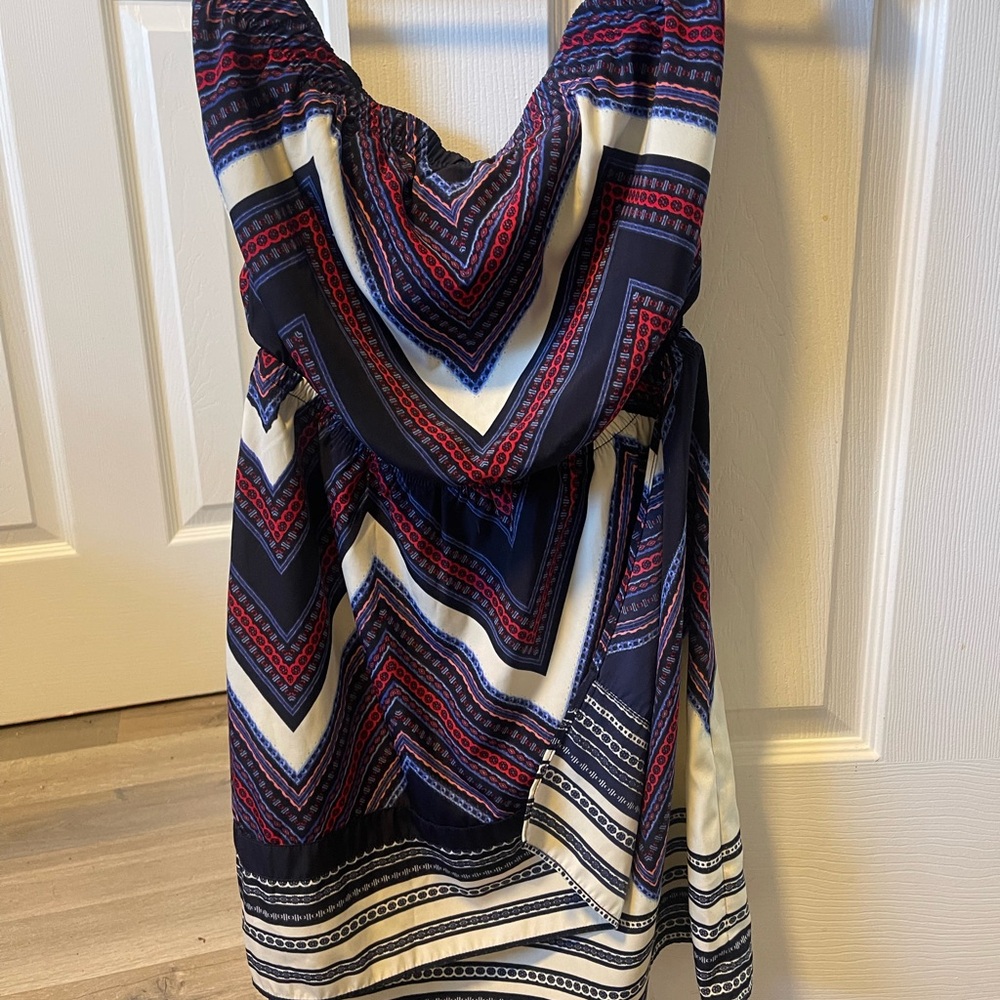 Express Navy and White Chevron Dress